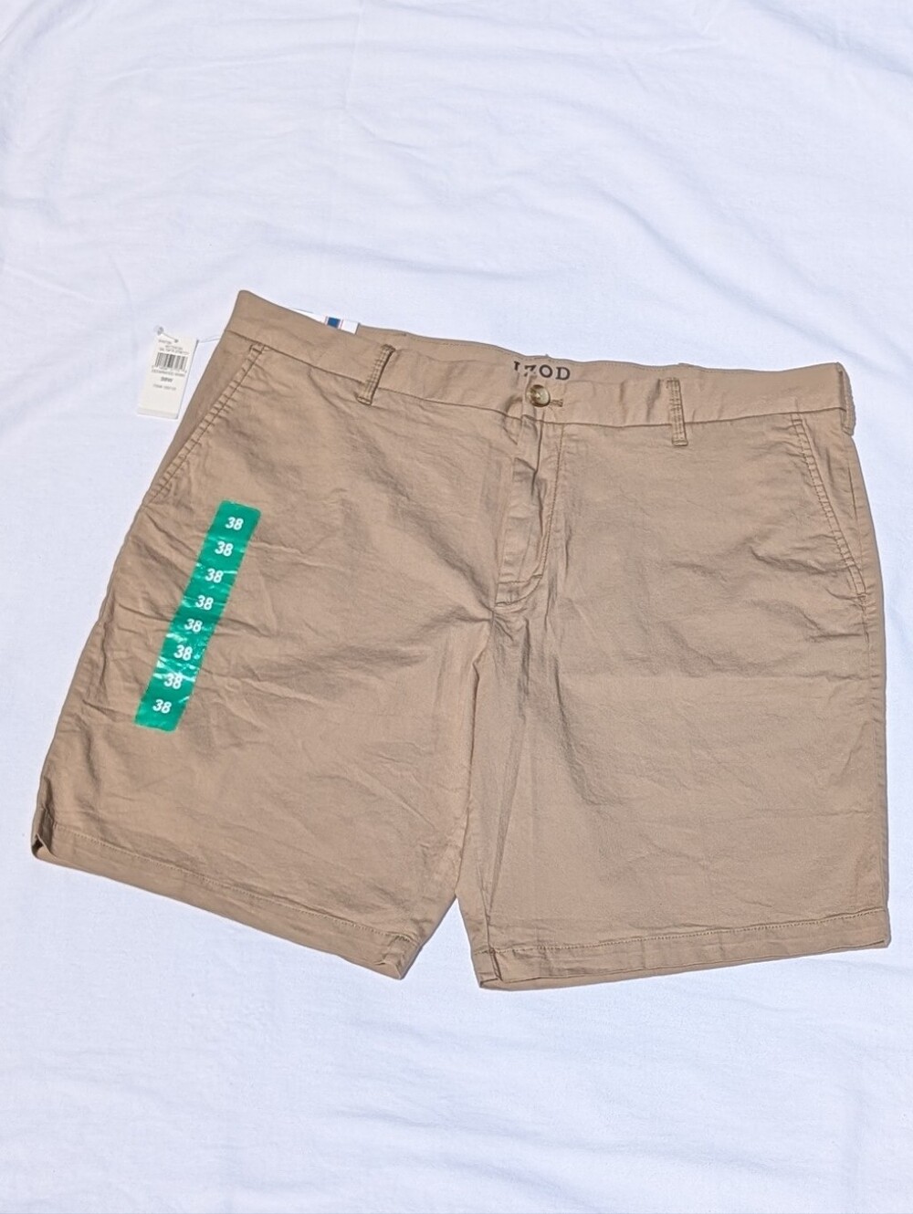 NWT IZOD Men's Stretch Short Relaxed-Flat Front Khaki Casual Size 38